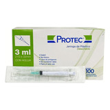 100pz Jeringa 3ml Protec Hipodermica Esteril 21g X 32mm Capacidad En Volumen 3 Ml