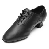 Zapatos De Baile Latino De Cuero Para Hombre, Negros, 3,5 Cm