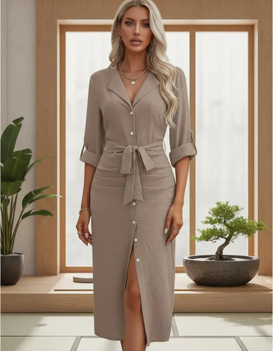 Sqy Vestido Camisero Elegante E Informal Para Mujer | MercadoLibre