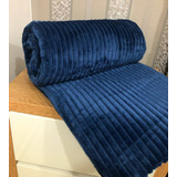 Cobertor Manta Fleece Casal King Canelada Grossa 2,80 X 2,50 Cor Azul-marinho