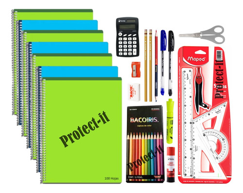 Paquete Utiles Escolares Secundaria 7 Cuadernos Calculadora