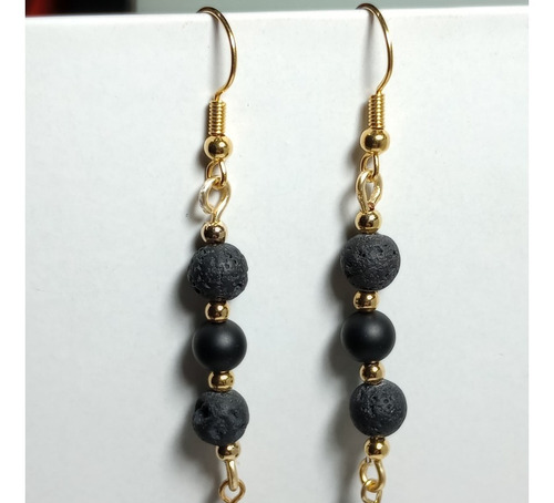 Aretes En Onix Y Volcano Oro Golfi