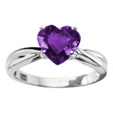 Anillo Amatista Corazón Plata 925 Certificada Mod. Darling