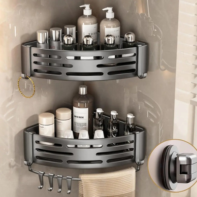 2 Piezas Estante Para Baño Esquinero Regadera Cocina Gris Oscuro | MercadoLibre