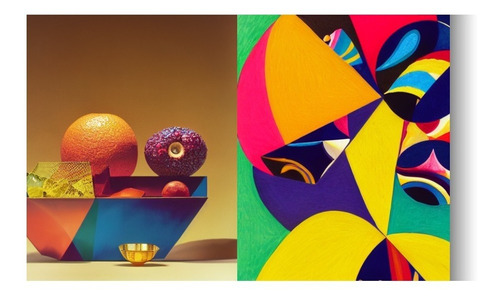 Quadro Decorativo Cesta De Frutas Moderno E Arte Abstrata