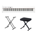 Korg Piano Electrico Digital D1  Rh3 Blanco Soporte Banqueta