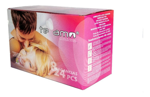 Caja Condones Preservativos Te Amo Display:24 Sobres, 72 Und