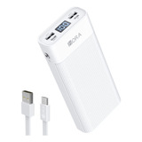 Power Bank Batería Portátil 20000 Mah 2.1a Carga Rápida Blanca 1 Hora