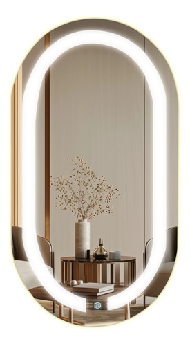Espelho Oval 75x50cm Iluminado Led Touch Screen