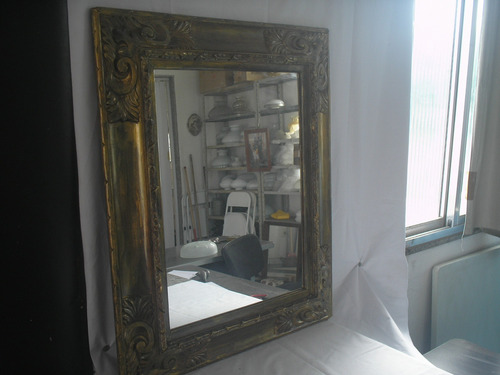 Antigo Grande Espelho 76 X 62 Cm Madeira Nobre Anos 30