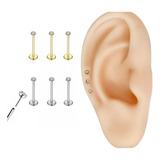 Kit 3 Piercings Australiano Titânio Haste Fina Push-pin 