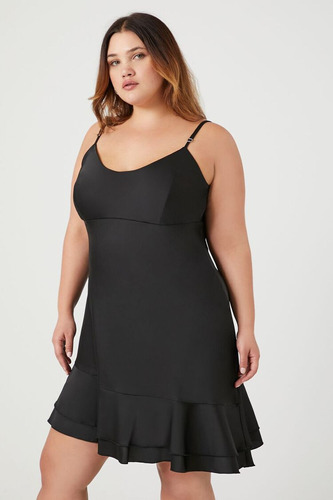 Vestido Forever 21 Plus Size Asimétrico Satin Mini Dress