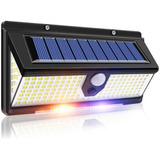 Luminária Solar Parede 190 Led Rwb Sensor Presença 4 Funções