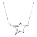 Collar De Estrella Con Circon De Plata Ley 925.