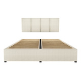 Recamara Cama Cabecera Napole Matrimonial Madera Tapiz Beige