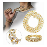 Moda Hip Hop Bling Diamantes Cuban Cadena Collares 60 Cm L