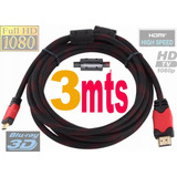 Cable Hdmi 3 Metros 4k Full Hd Filtros Mallado Punta Dorada 