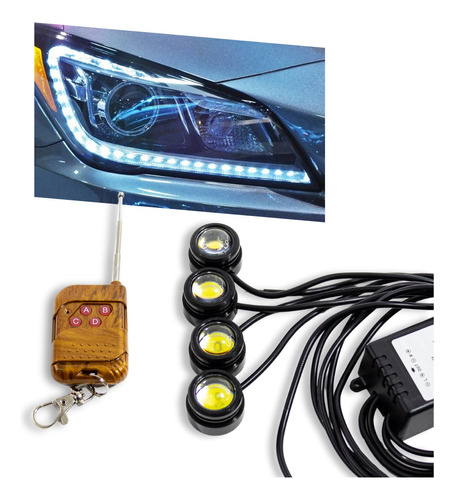 Strobo Olho De Gato Águia Branco Led 12v Som Automotivo