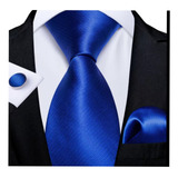 Set Corbata + Pañuelo + Gemelos (colleras) Color Azul Rey