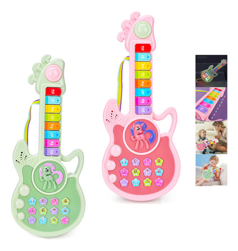 Guitarra Musical Luminosa Para Niños, 2 Piezas