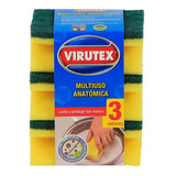 Esponja X3 Multiuso Antibacterial Acanalada  Virutex