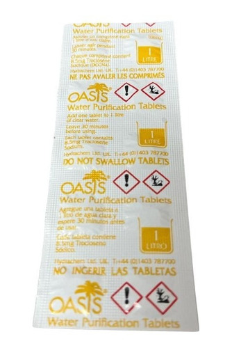 Sobre Tira 10 Tabletas Pastillas Purificadoras Agua Oasis 1a