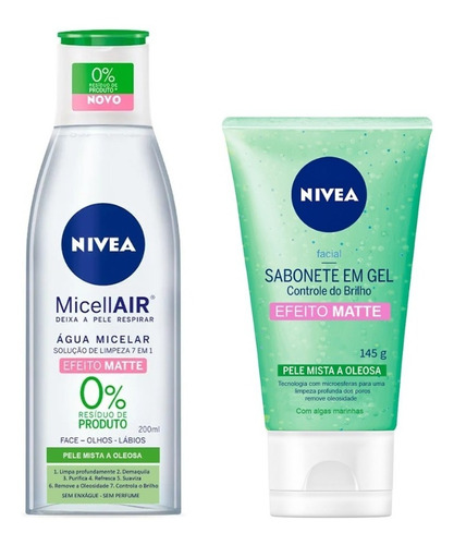 Água Micelar Efeito Mate + Sabonete Controle De Brilho Nivea