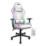 Silla De Escritorio Nasa Pro Gamer Ergonómica Lighting Led Color Blanco Material Del Tapizado Cuero Sintético