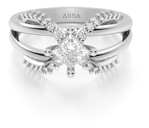 Anillo Compromiso Oro 14k Arwen Piedra Cuadrada Abba Joyas