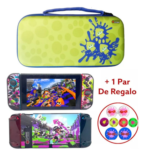 Estuche Maleta + Funda + Gomas Splatoon Para Nintendo Switch