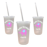 Vaso Con Popote 20 Pzas  Personalizados 16oz Baby Shower