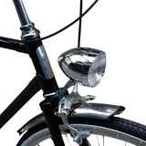 Farol Tipo Dínamo Bicicleta Vintage Retrô Cromado C/3 Led