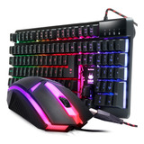 Teclado E Mouse Gamer Semi Mecânico Rgb Usb Para Computador 