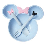 Plato Con Cubiertos Importado Minnie Mouse Niños Y Bebes