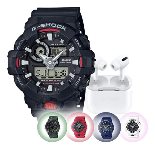 Kit Relógio Casio G-shock Esportivo Ga-700 + Fone Bluetooth