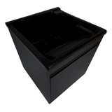 Tanque De Lavanderia Fibra 40l Gabinete Mdf Preto De Parede