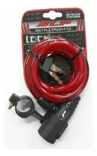 Candado Cadena Bicicleta Moto Linga Soporte Acero C/ Llaves Color Rojo