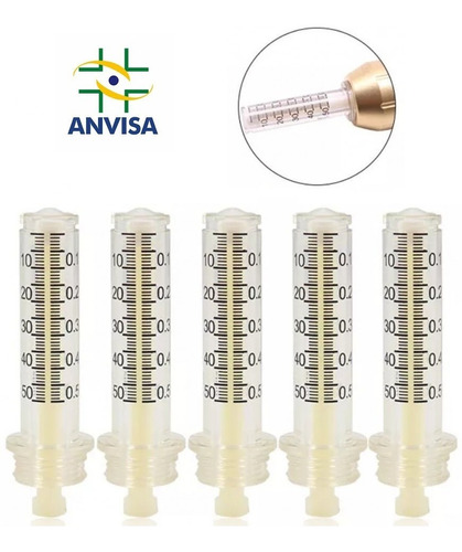 Ampola Para Caneta Pressurizada 0,5ml Com Anvisa Kit C/ 5 Un