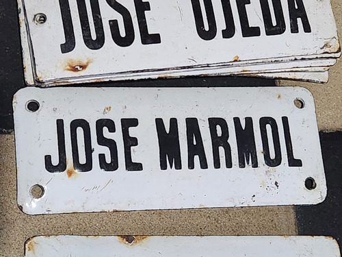 Cartel Antiguo Enlozado De Calle Jose Marmol