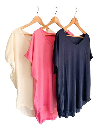 Remera Mujer Manga Corta Oversize Pack X 10 Colores