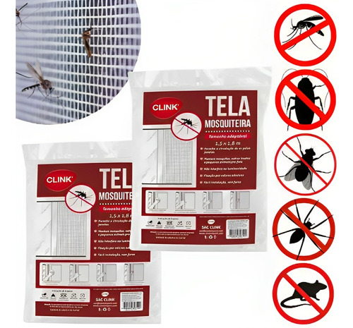 Kit 2 Tela Mosquiteira Anti Inseto Mosquito Janela Ajustavel