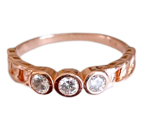 Anillo Mujer Plata 925 Ion Rosa Cintillo Trenzado Circones