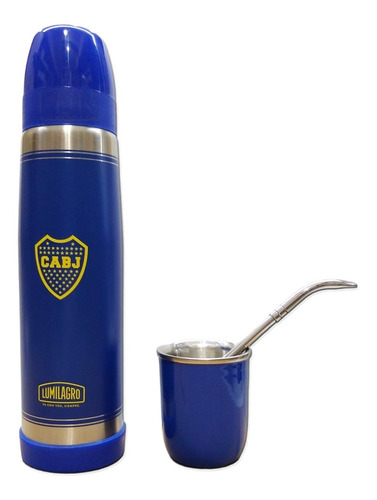 Termo Lumilagro Inox Boca 1 + Mate Azul + Bomb 350 - Fdn