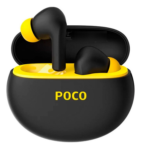 Fone De Ouvido Bluetooth Poco Pods - Preto E  Amarelo