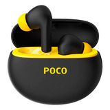 Fone De Ouvido Bluetooth Poco Pods - Preto E  Amarelo