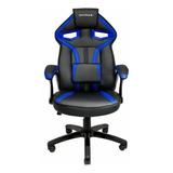 Cadeira De Escritório Mymax Mx1 Gamer Ergonômica  Preto E Azul Com Estofado Em Tecido Sintético
