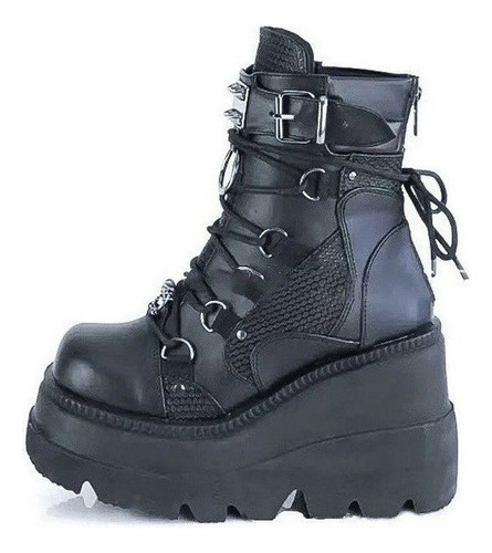 Botas De Mujer Punk De Suela Gruesa Estilo Gótico1