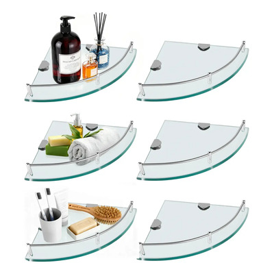 6 Pisos Repisas Esquineras Vidrio Para Baño Cristal Templado Transparente