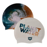 Gorro De Natación Arena  Hd  Color Blanco Talle U Con Diseño Planet Water X Unidad 