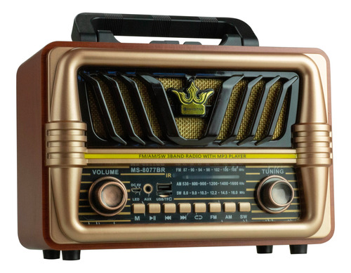 Rádio Am Fm Sw Bluetooth Usb Estilo Retro Vintage Antigo 
